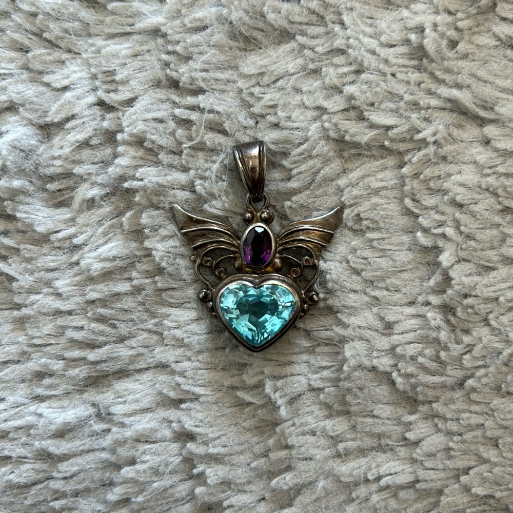 Aquamarine and Amethyst Necklace Pendent